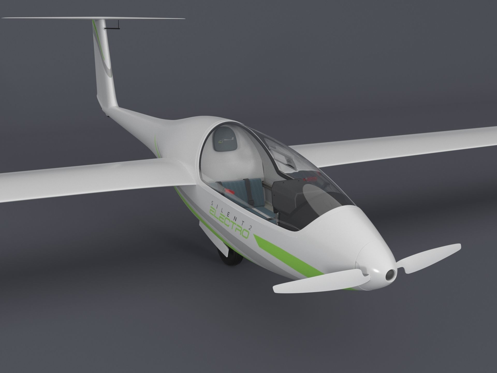 Alisport - Silent 2 electro - sailplane - glider - with cockpit 3D model_9
