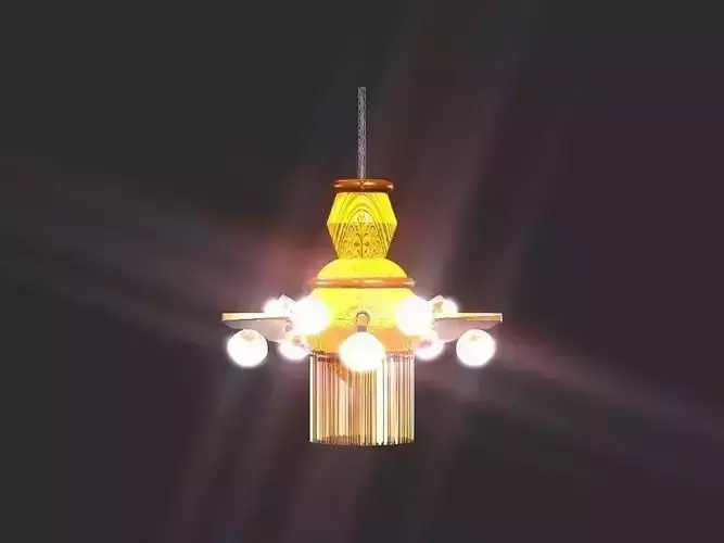 Classic golden pot Chandelier Low-poly 3D model