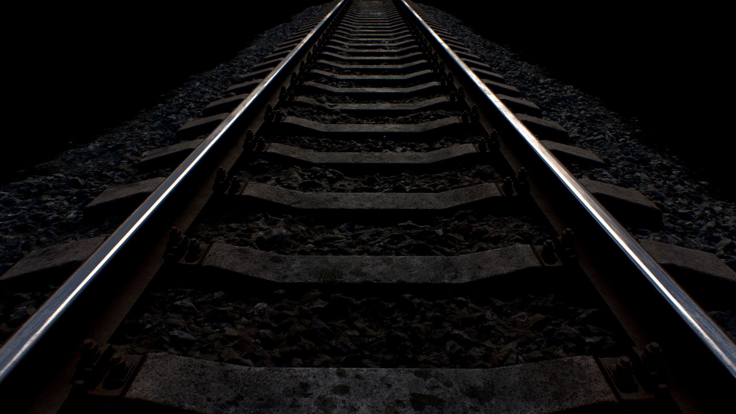 Railroad wit Concrete Sleepers Low-poly 3D model_3