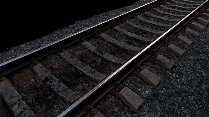 Railroad wit Concrete Sleepers Low-poly 3D model