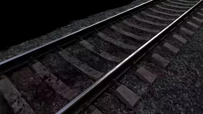 Railroad wit Concrete Sleepers Low-poly 3D model