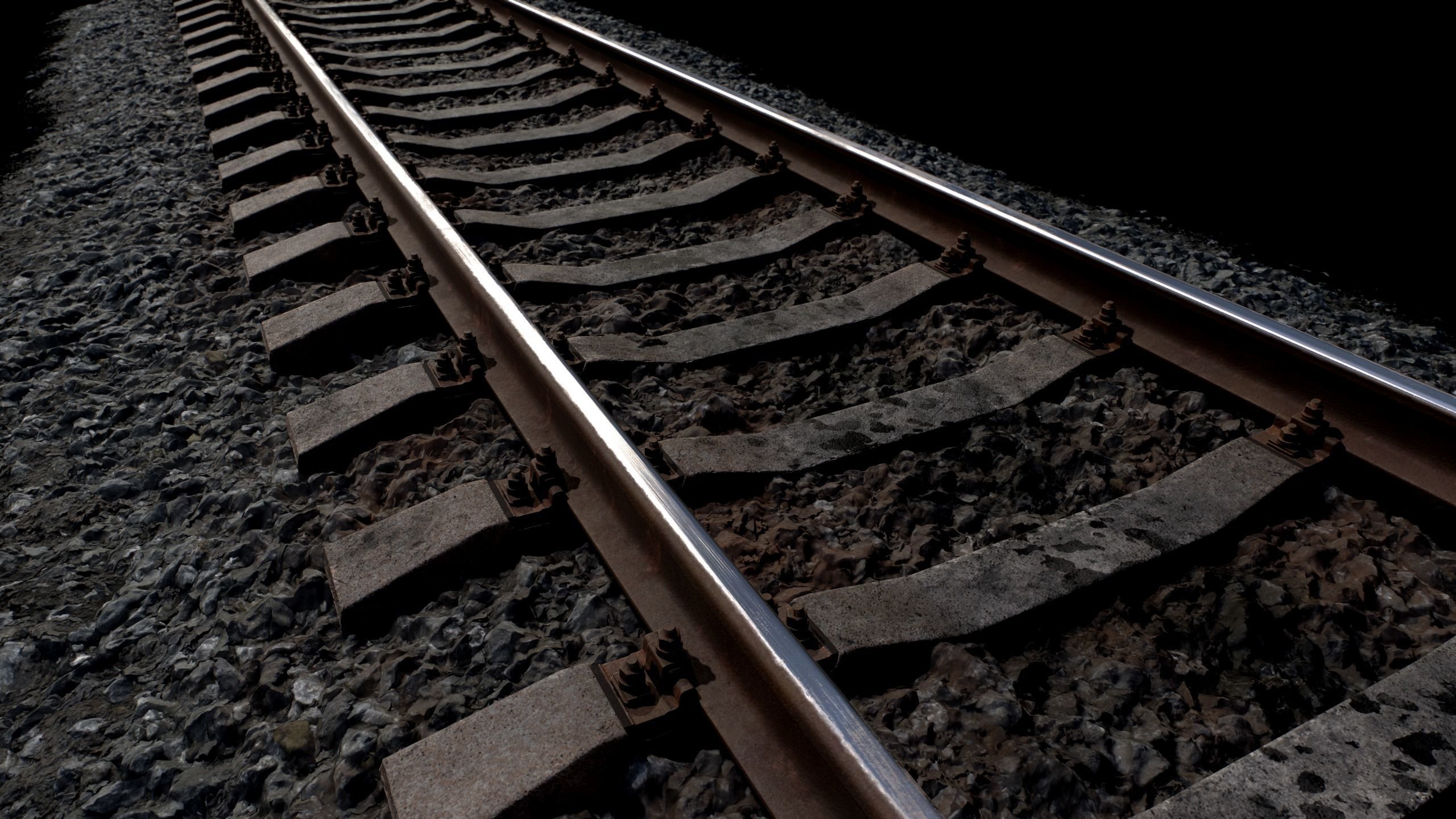 Railroad wit Concrete Sleepers Low-poly 3D model_7