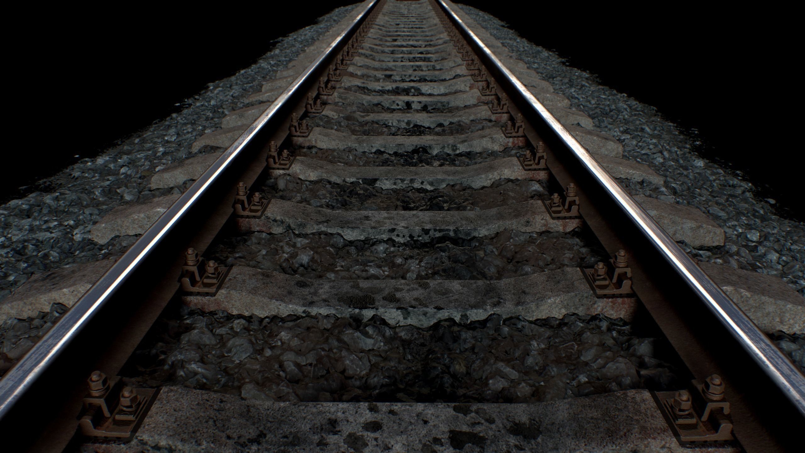 Railroad wit Concrete Sleepers Low-poly 3D model_5