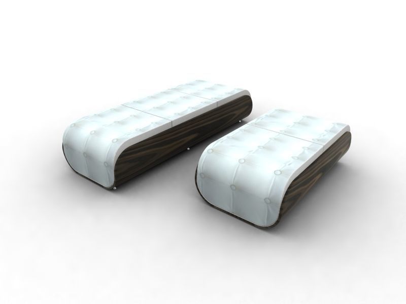 China bench Low-poly 3D model_5