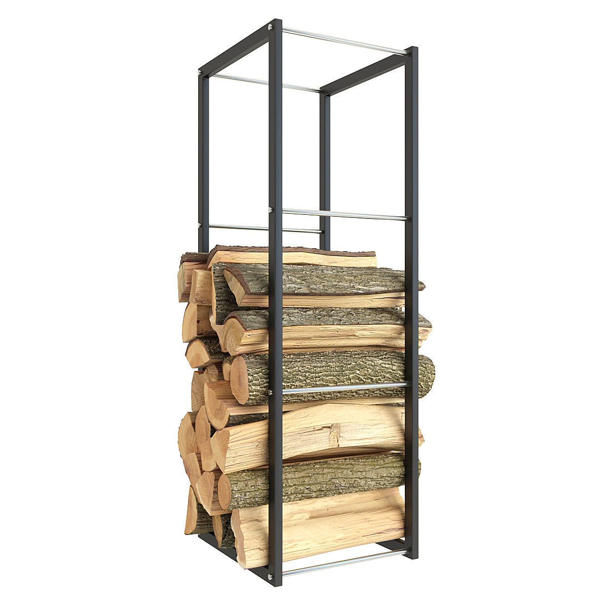 Firewood rack with logs in it 3D model_5