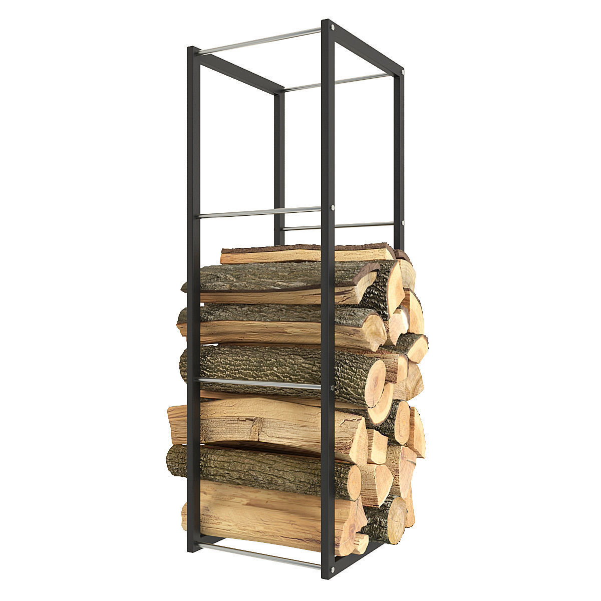 Firewood rack with logs in it 3D model_7