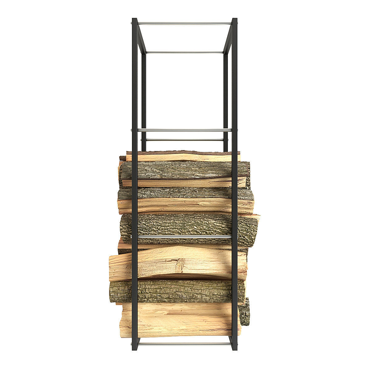 Firewood rack with logs in it 3D model_6