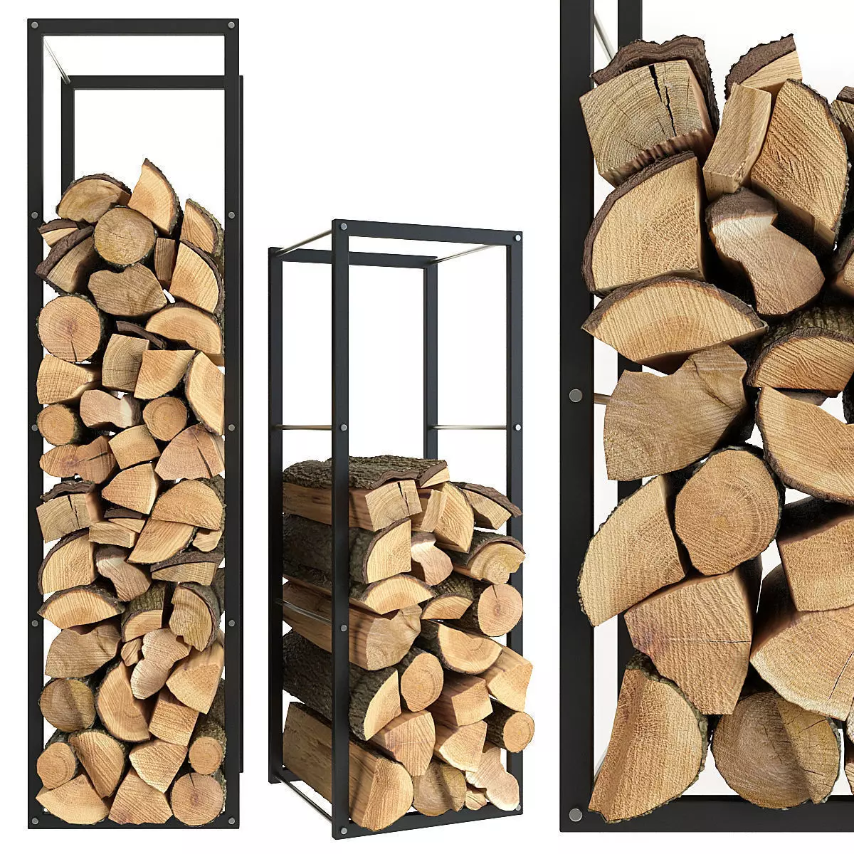 Firewood rack with logs in it 3D model_0