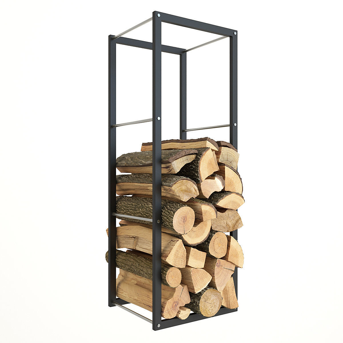 Firewood rack with logs in it 3D model_8
