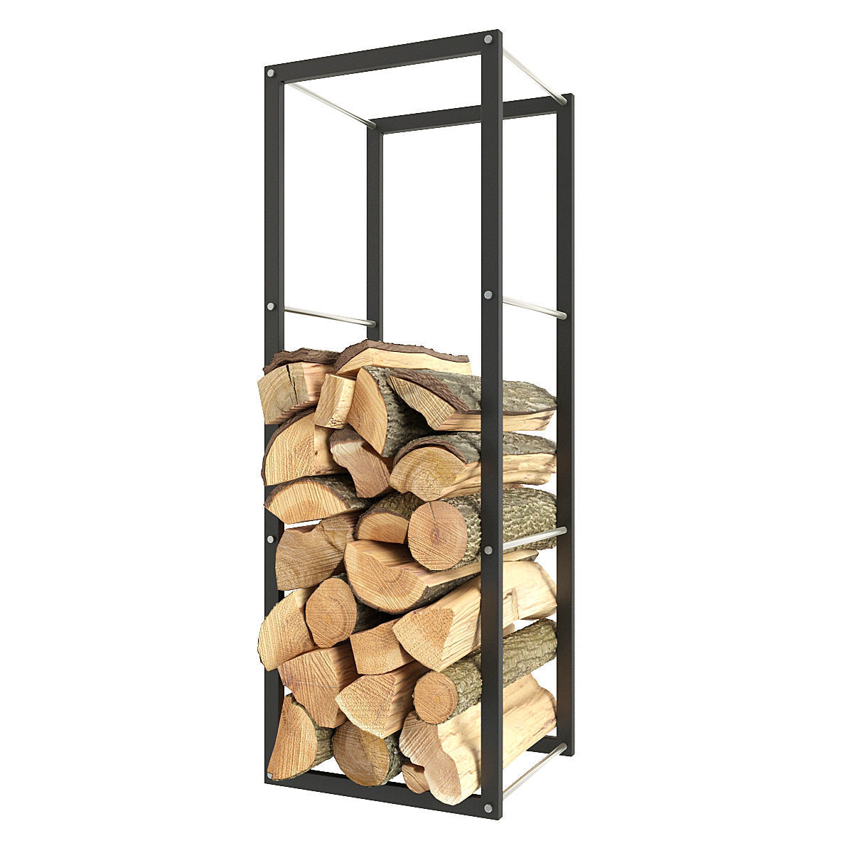 Firewood rack with logs in it 3D model_4