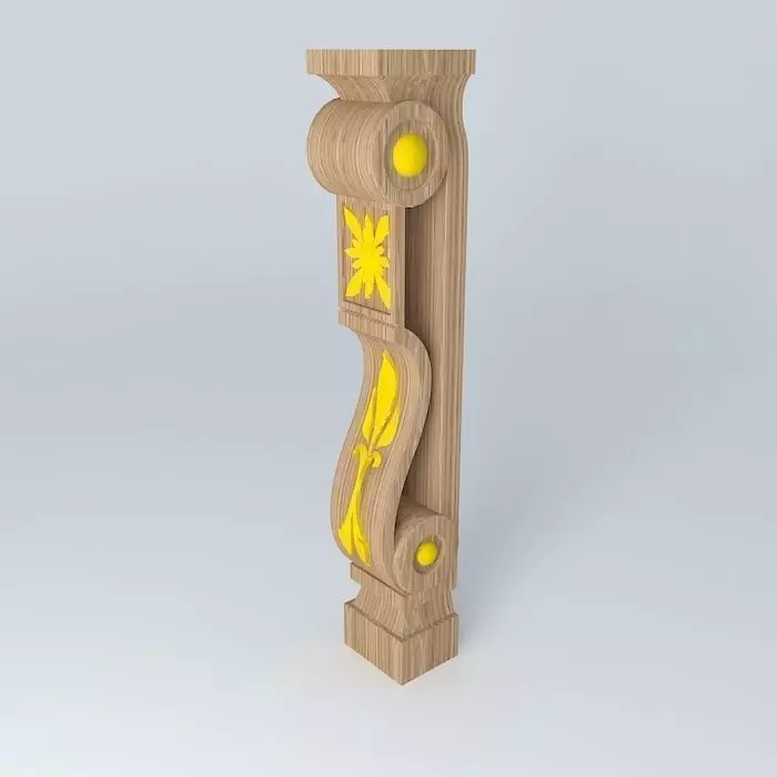 Column wooden with accents Free 3D model_0