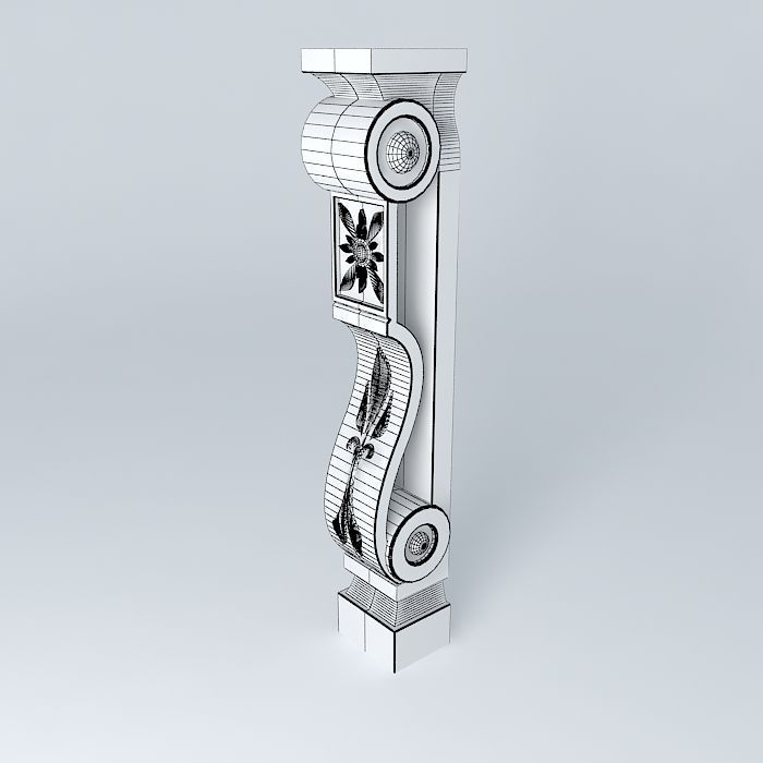 Column wooden with accents Free 3D model_3