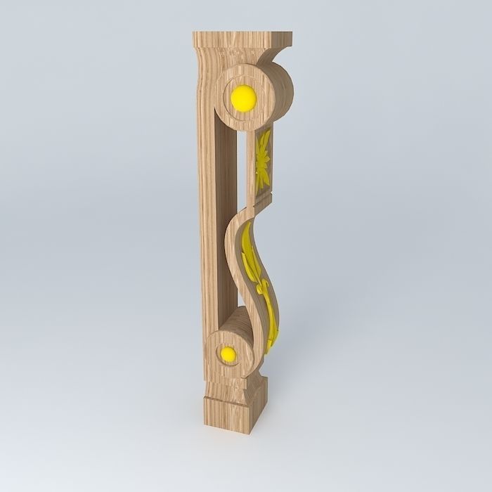 Column wooden with accents Free 3D model_1