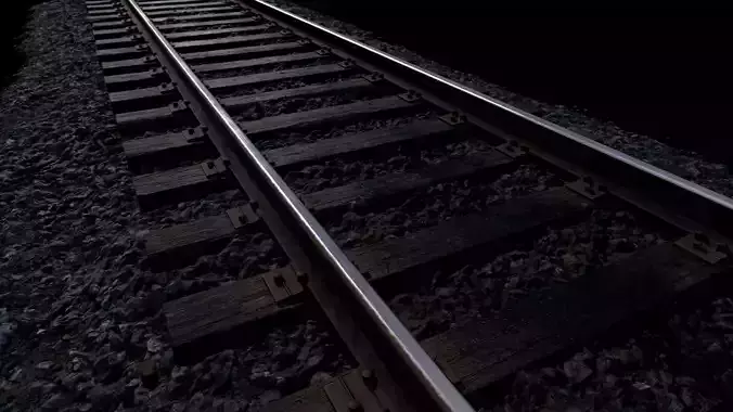 Railroad with Wood Sleepers Low-poly 3D model