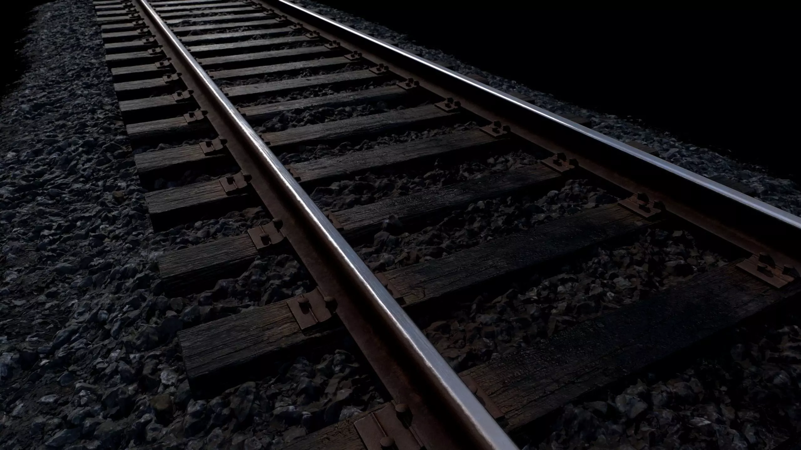Railroad with Wood Sleepers Low-poly 3D model_0