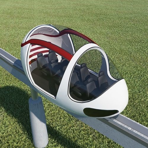 Monoriel futuristic train on track 3D model