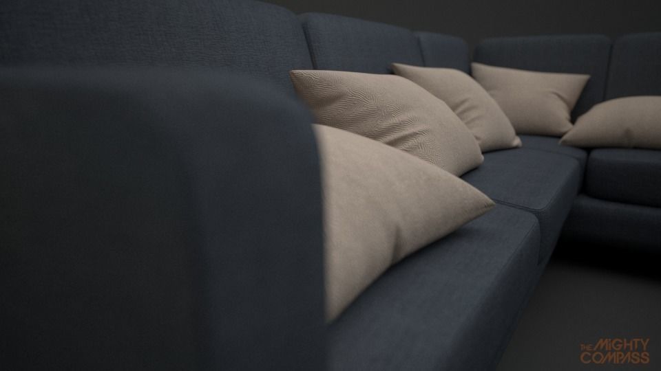 High Quality - Sofa and Pillow 3D model_5