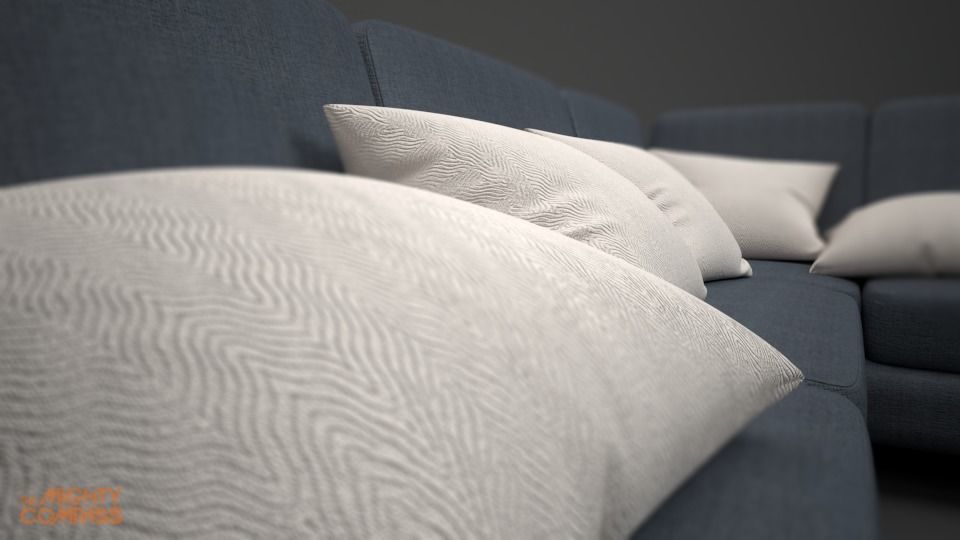 High Quality - Sofa and Pillow 3D model_2