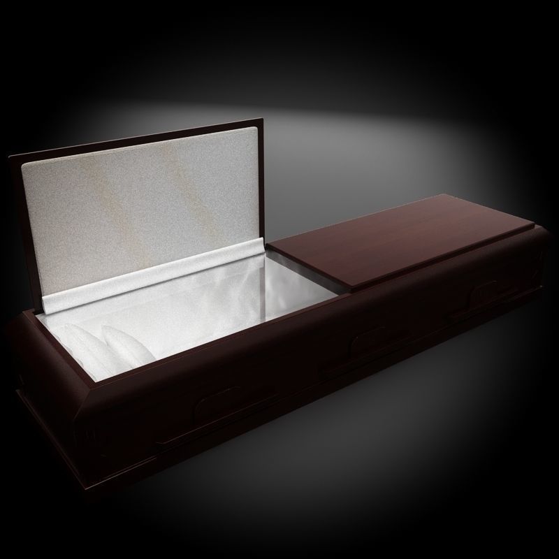 Classic Wood Coffin 1 3D model_2