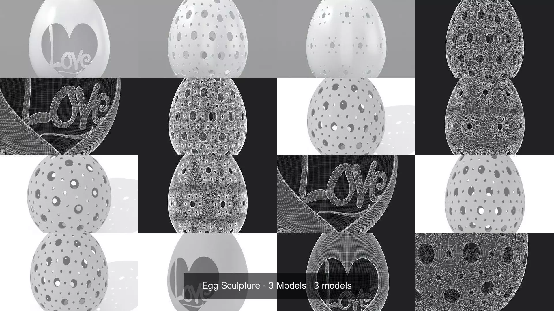 Egg Sculpture - 3 Models 3D Model Collection_1