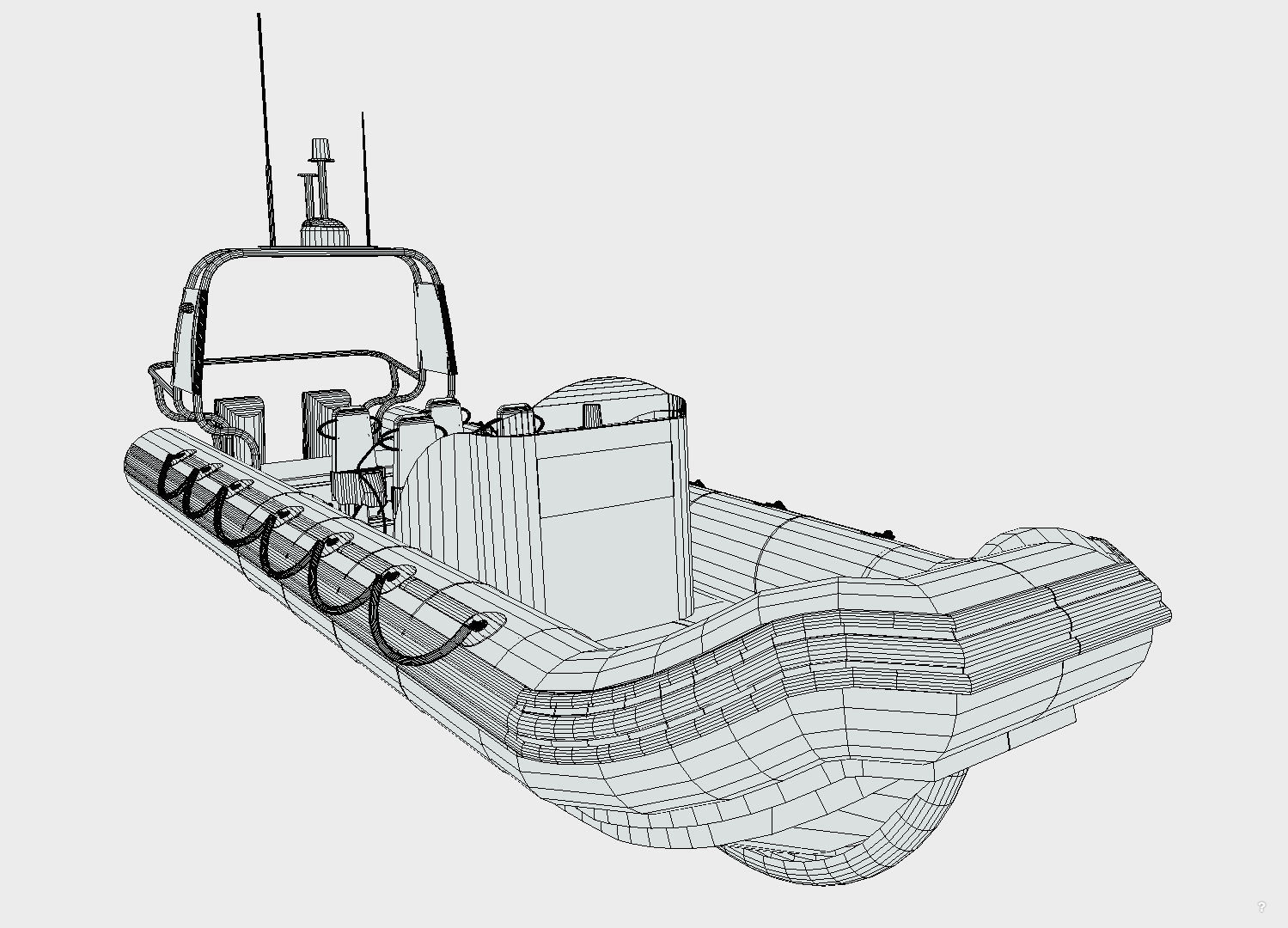 Police Zodiac Boat Low-poly 3D model_7