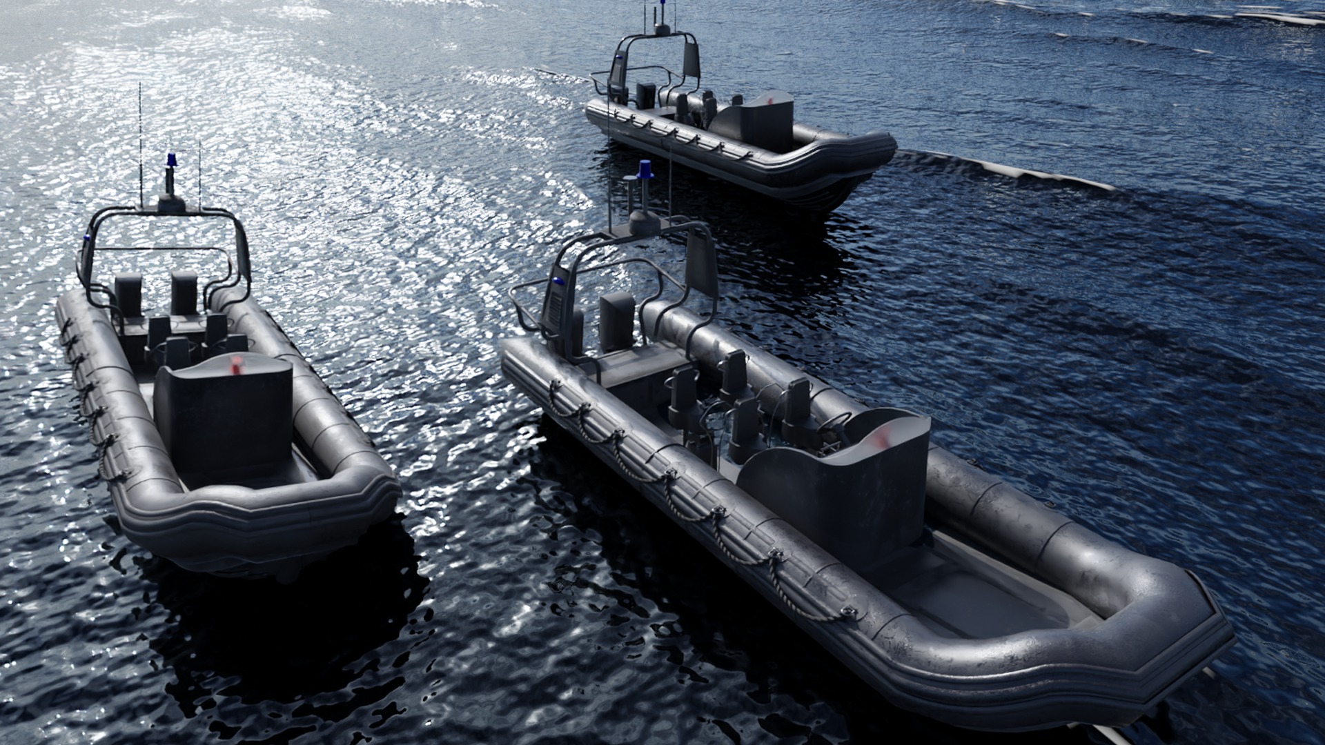 Police Zodiac Boat Low-poly 3D model_4