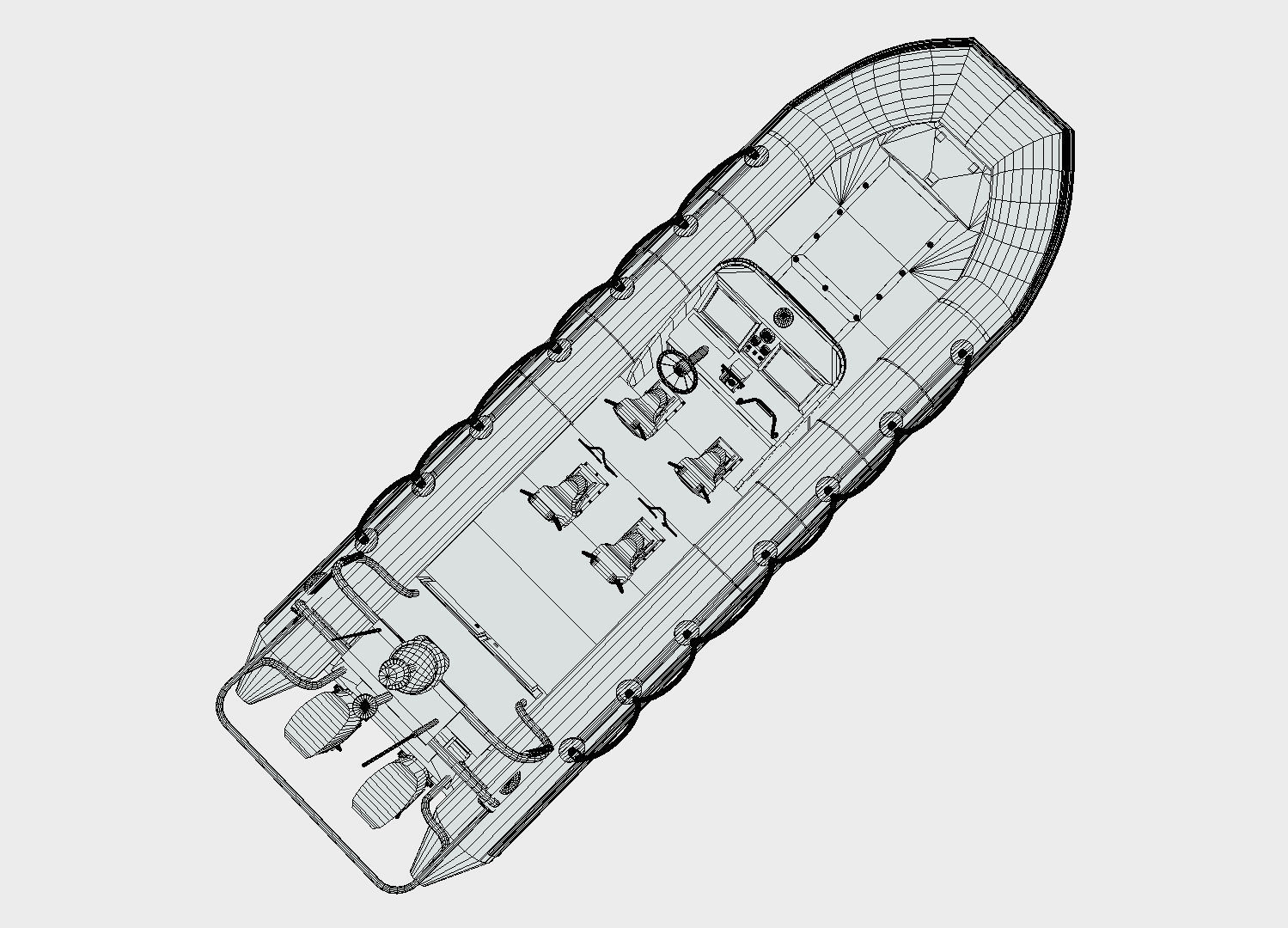 Police Zodiac Boat Low-poly 3D model_5