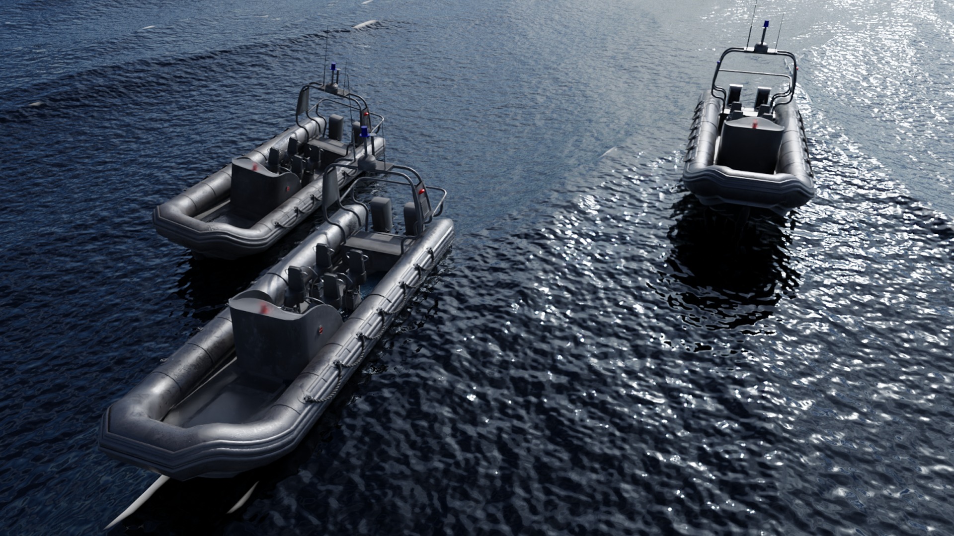 Police Zodiac Boat Low-poly 3D model_3