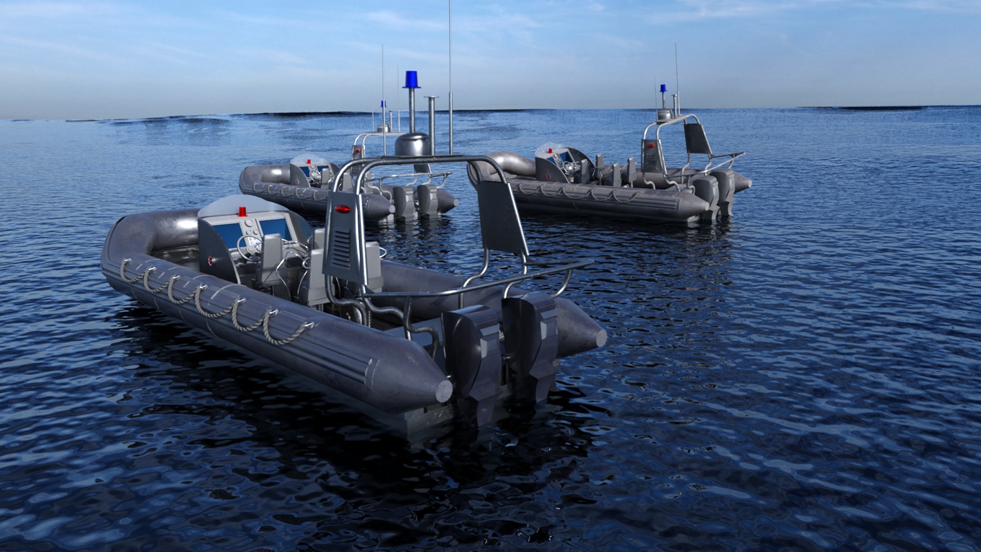 Police Zodiac Boat Low-poly 3D model_1