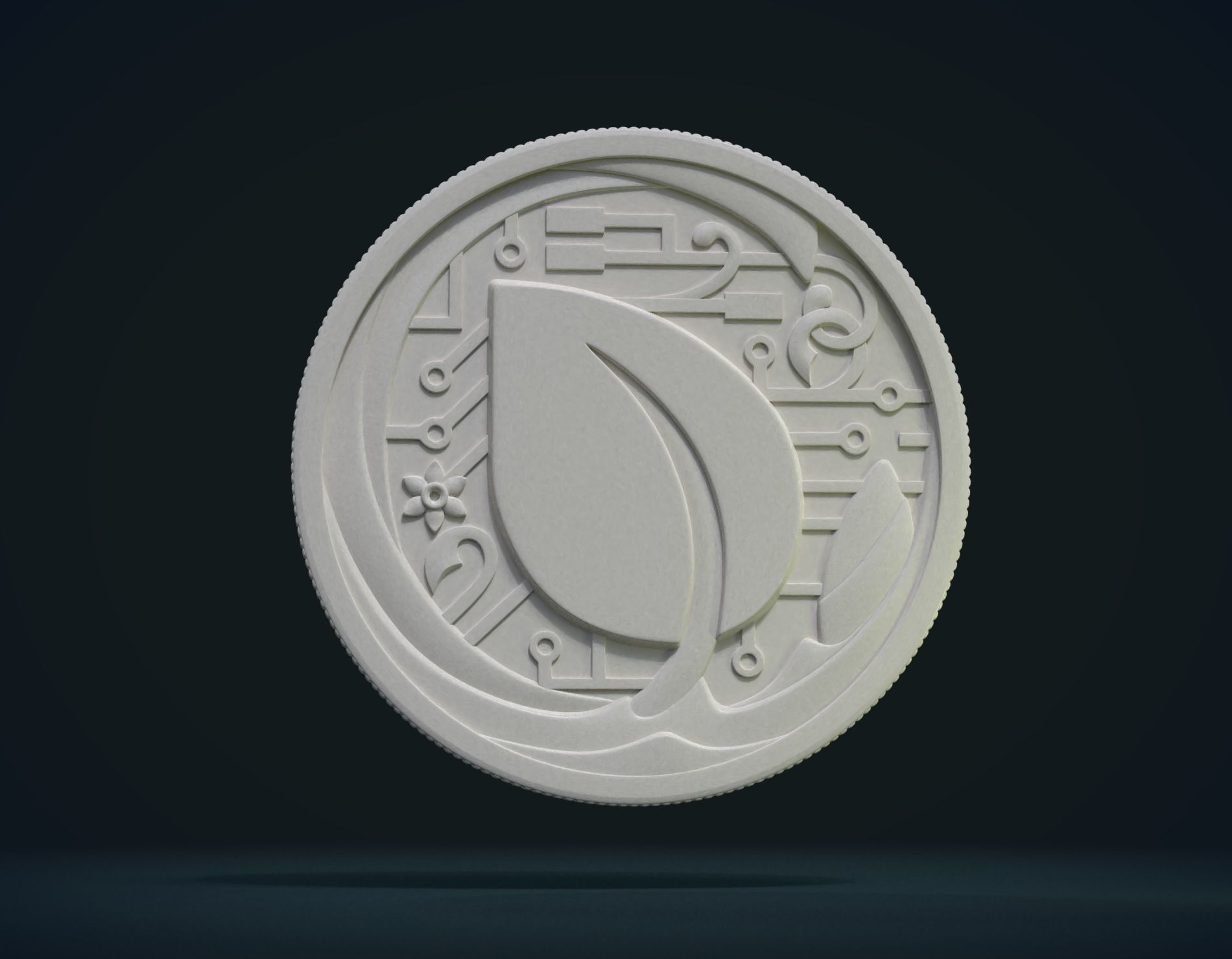 Peercoin gold coin 3D print model_4