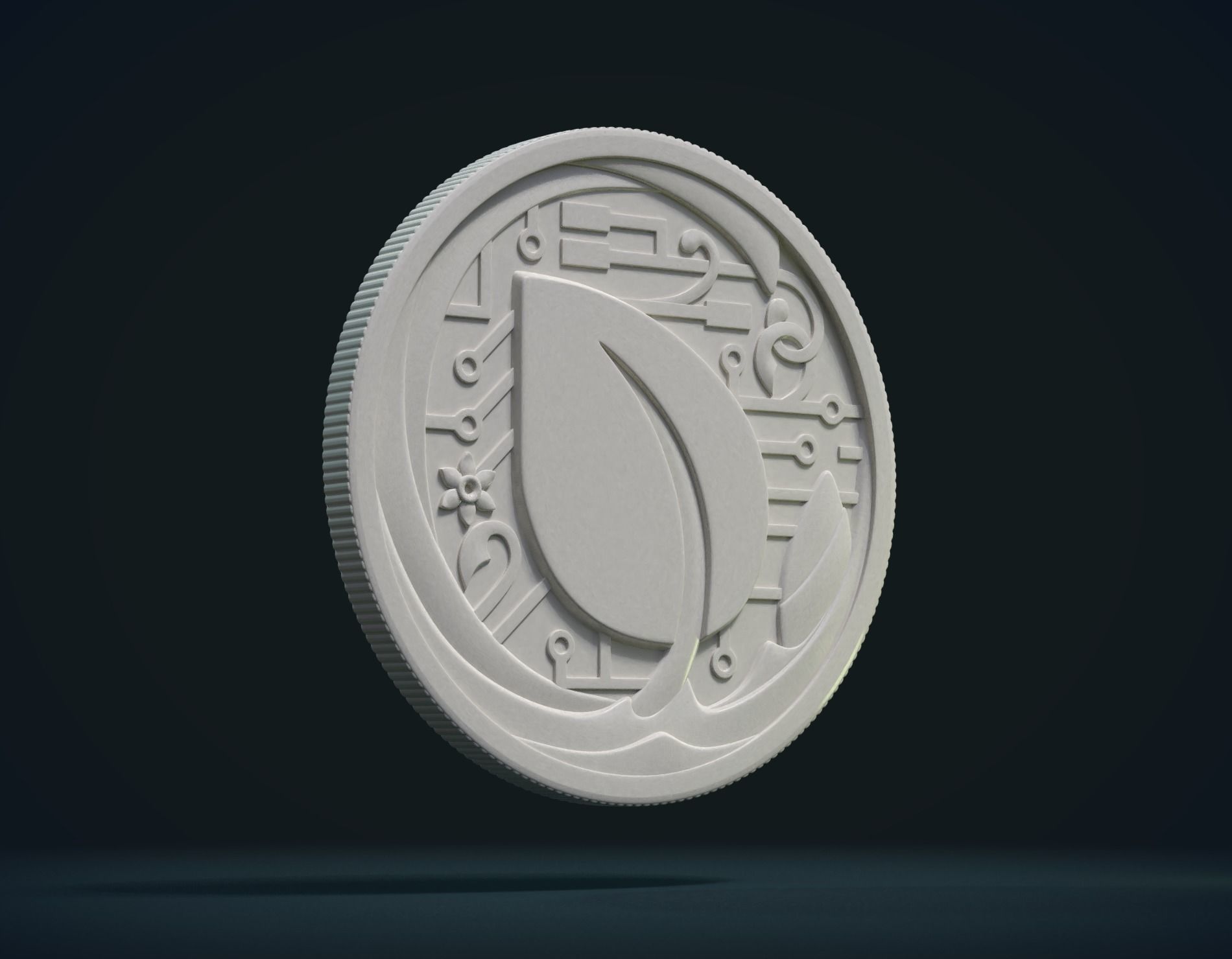 Peercoin gold coin 3D print model_12