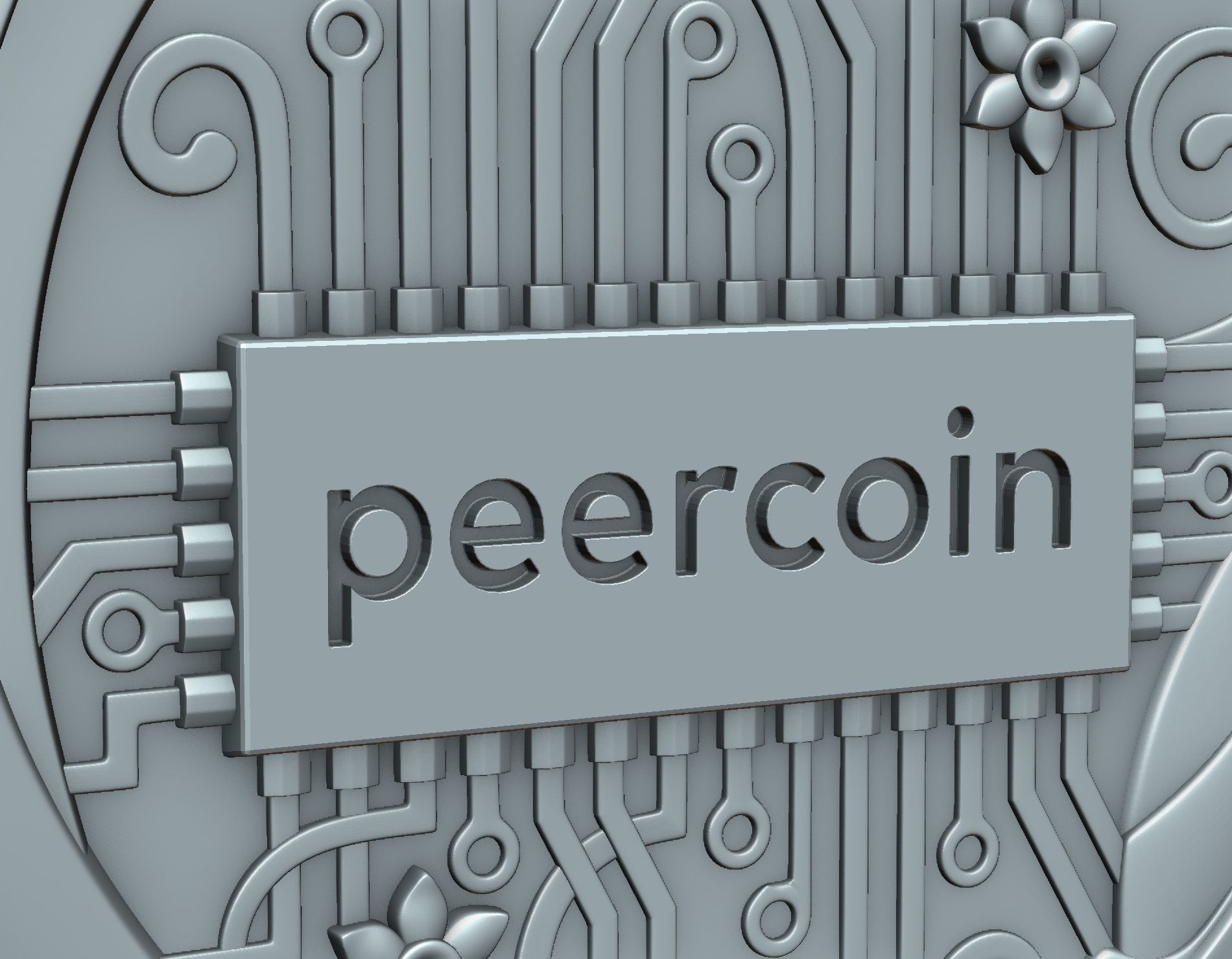 Peercoin gold coin 3D print model_21