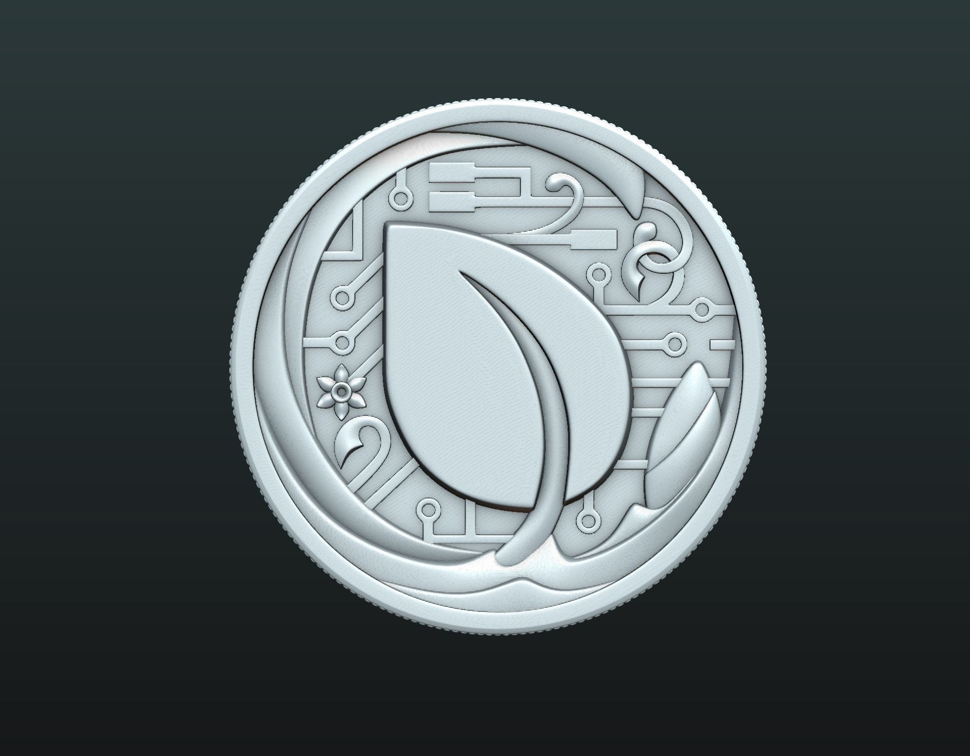 Peercoin gold coin 3D print model_15
