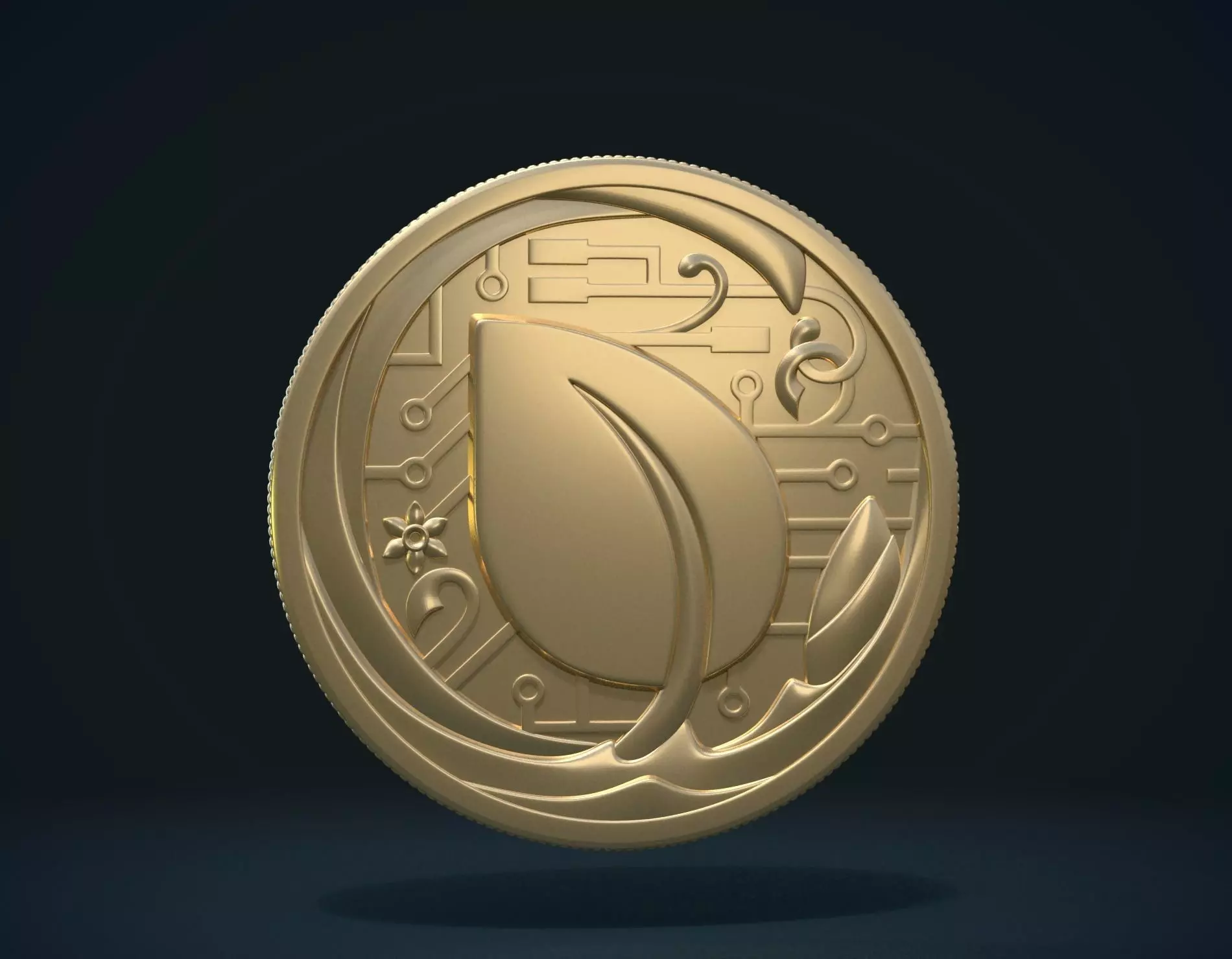 Peercoin gold coin 3D print model_0