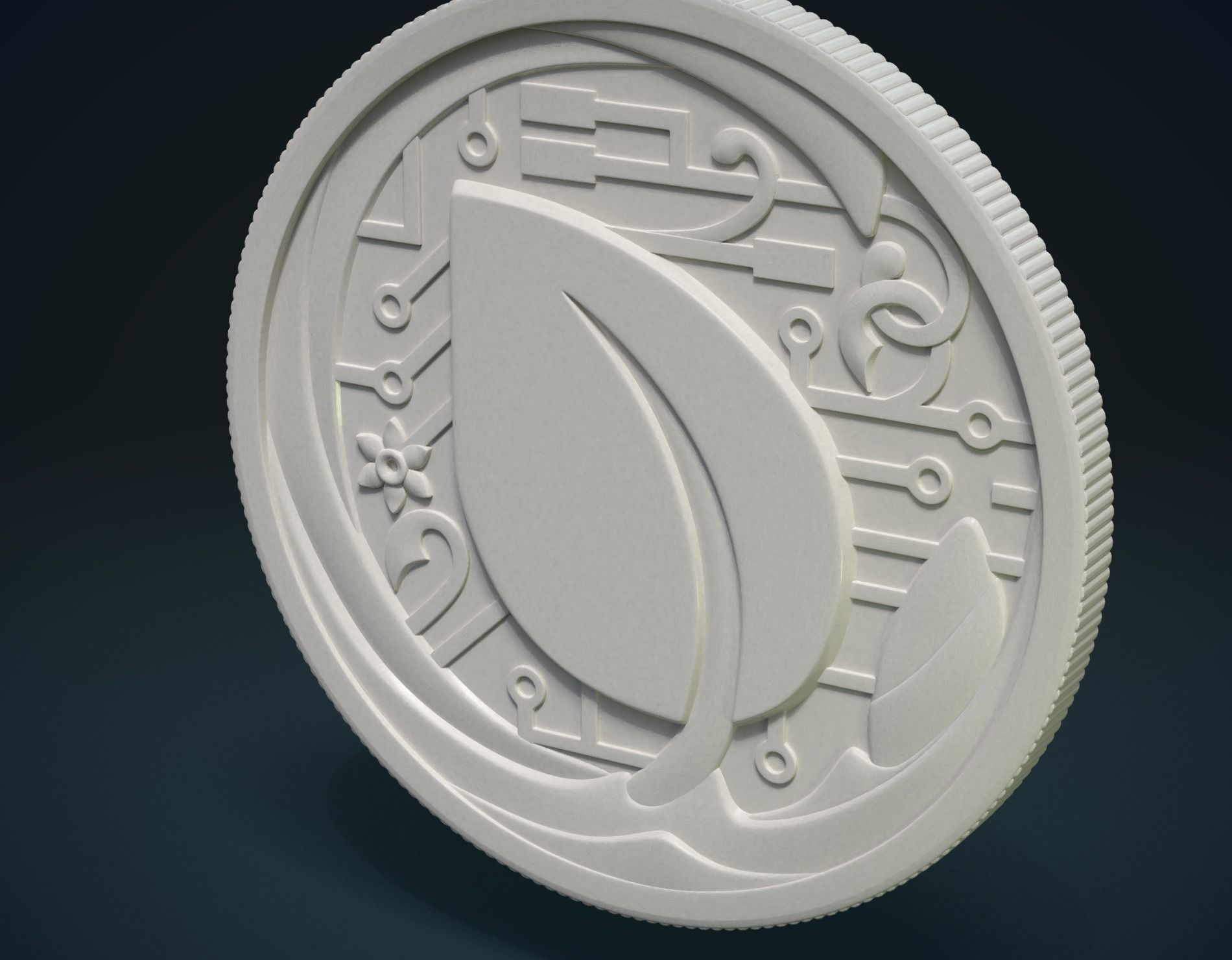 Peercoin gold coin 3D print model_14