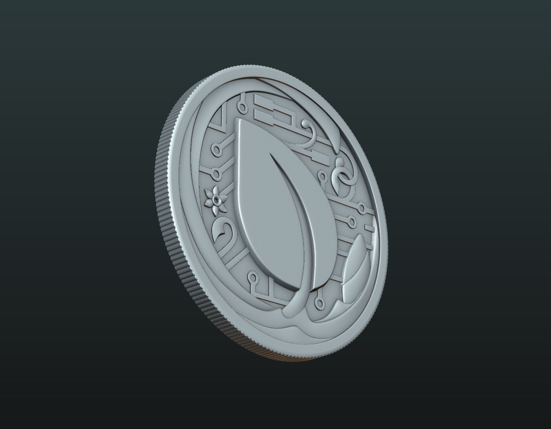 Peercoin gold coin 3D print model_16