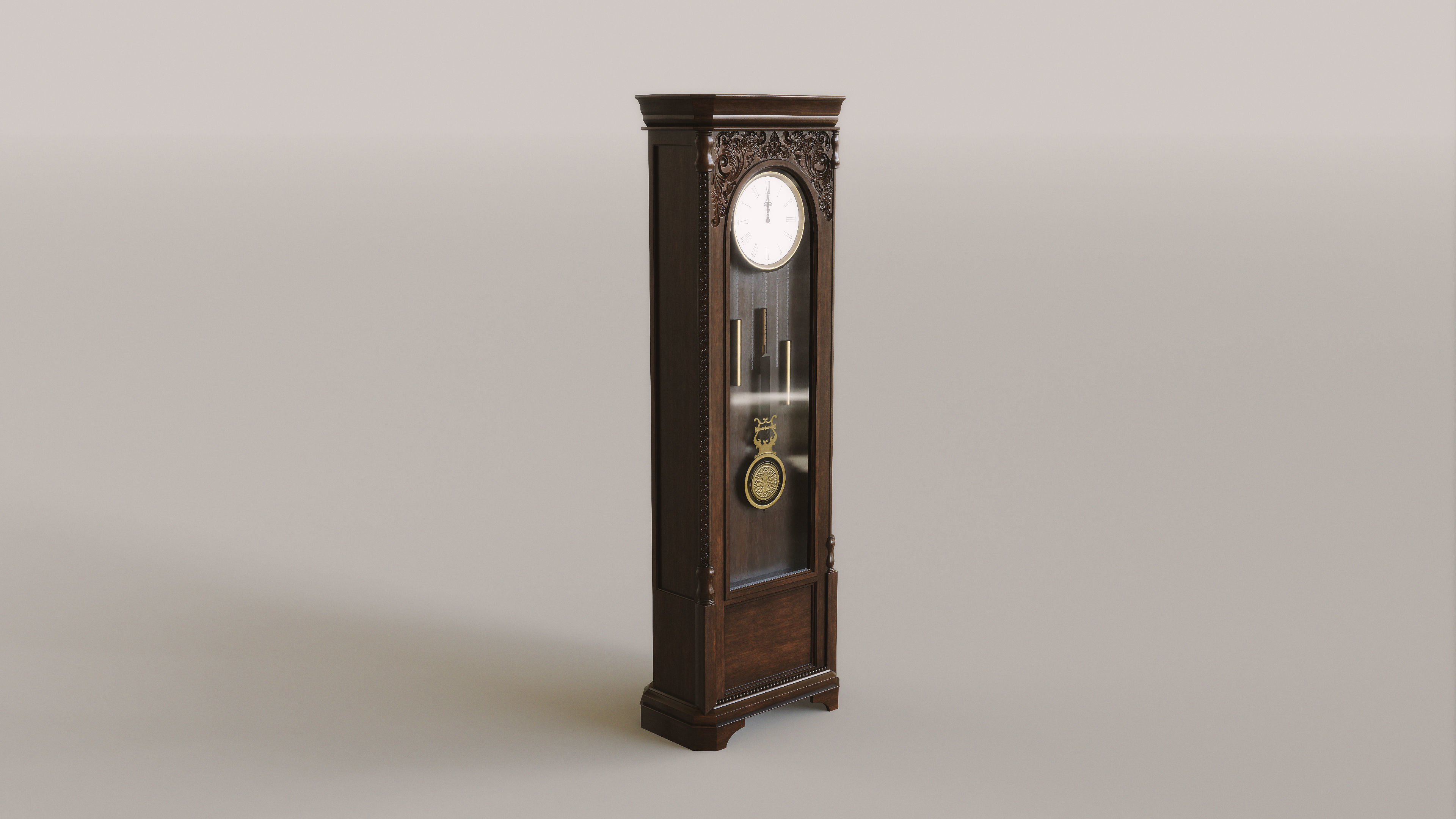 Grandfather Clock Low-poly 3D model_6