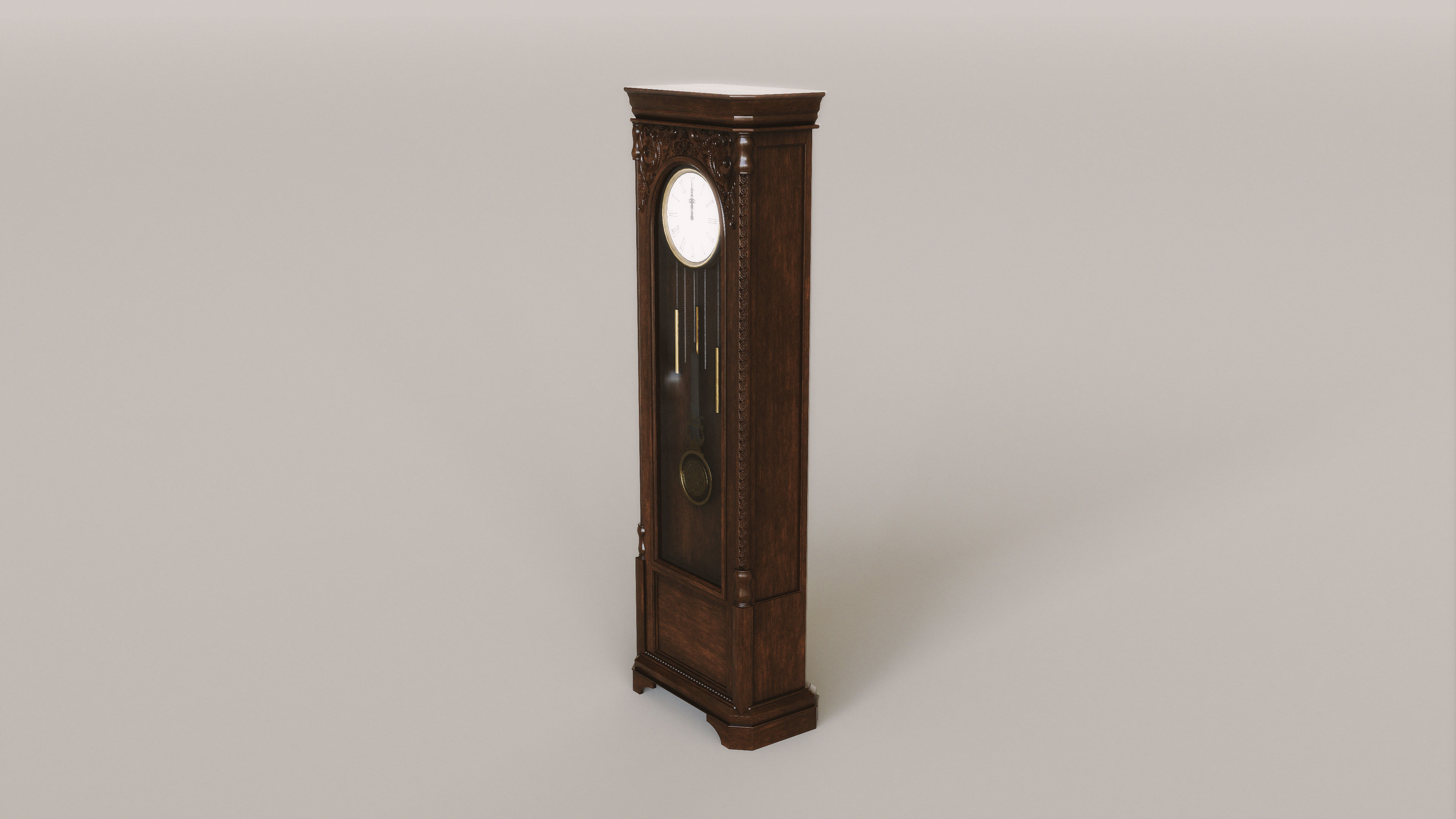 Grandfather Clock Low-poly 3D model_4