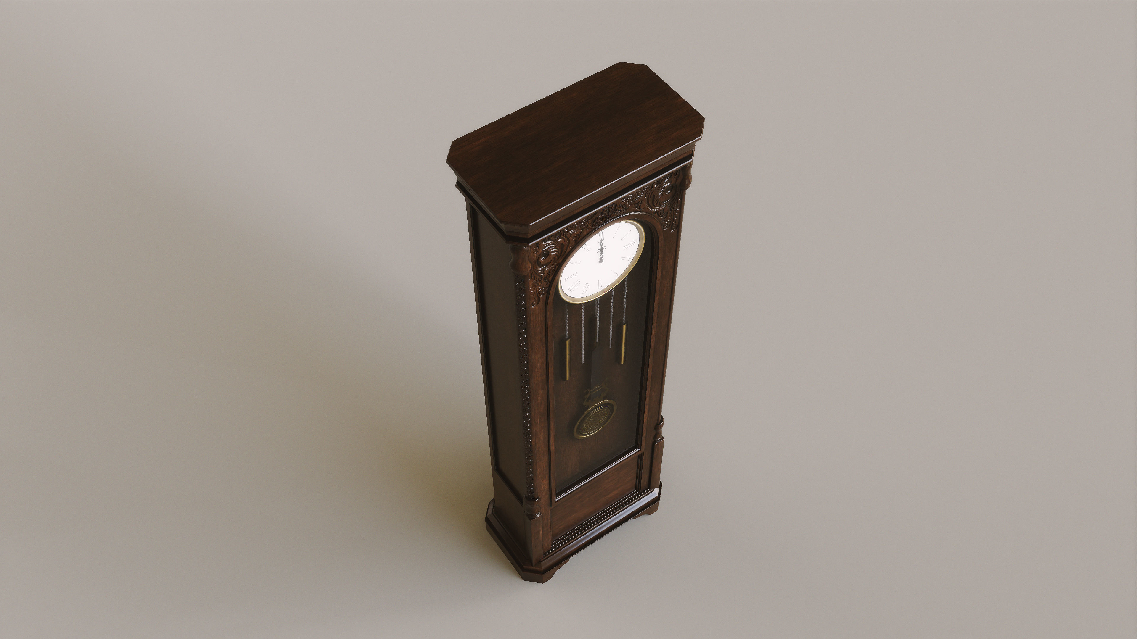 Grandfather Clock Low-poly 3D model_7