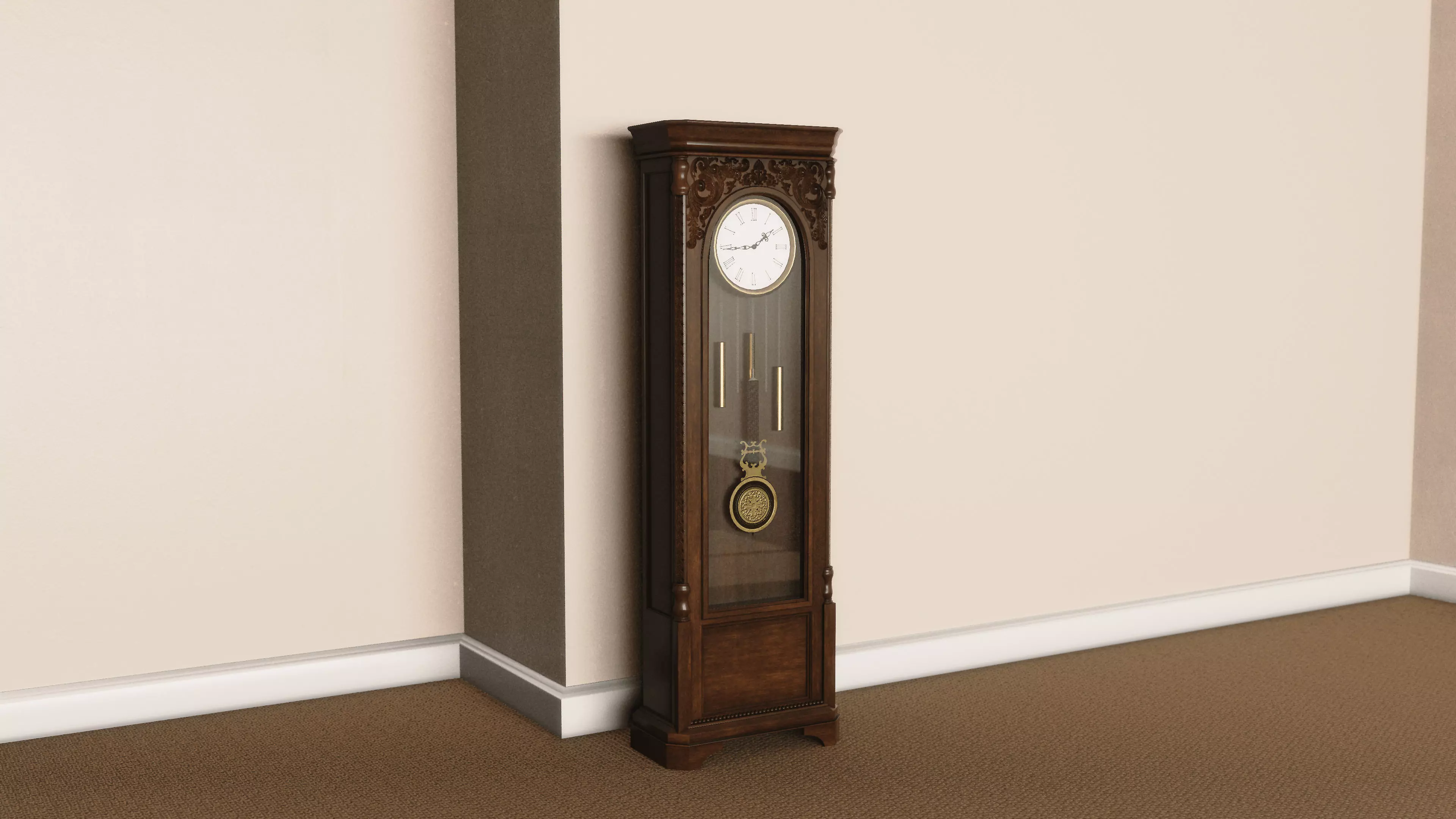 Grandfather Clock Low-poly 3D model_0
