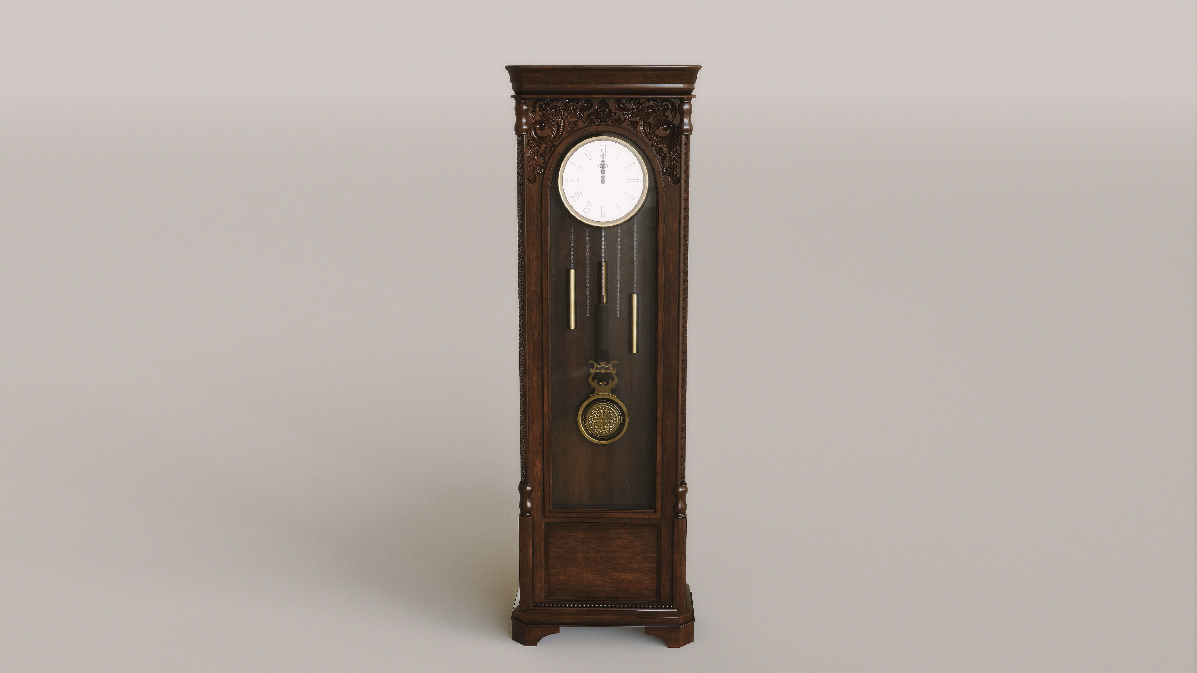Grandfather Clock Low-poly 3D model_5
