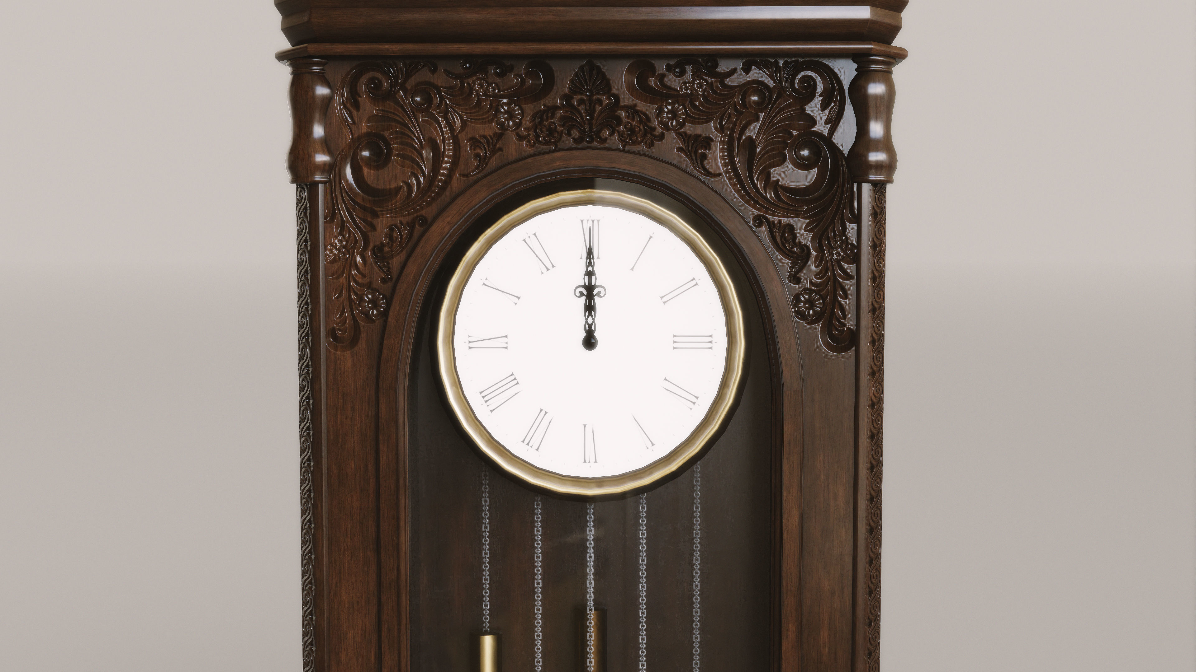 Grandfather Clock Low-poly 3D model_8