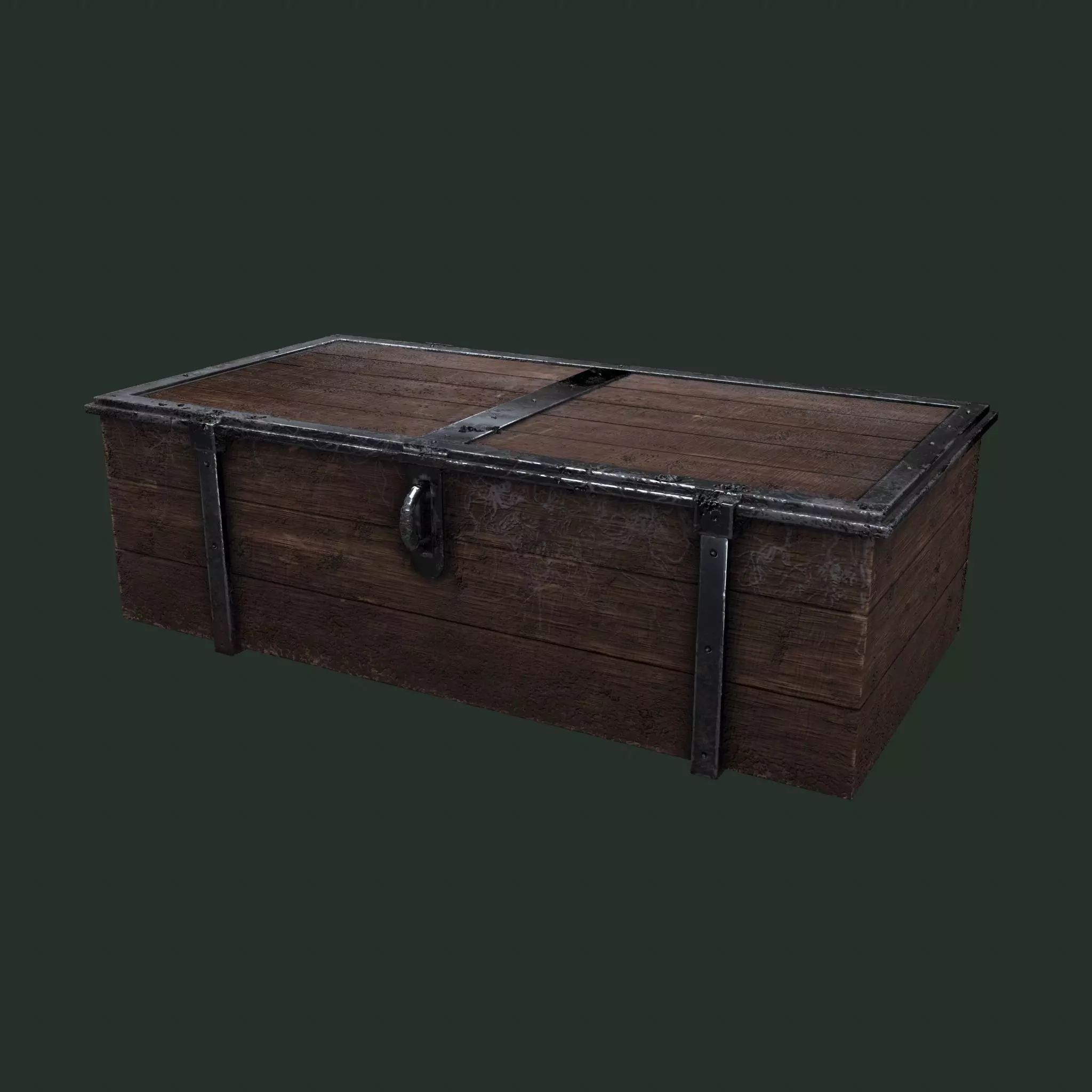  Old Wooden Chest Low-poly 3D model_0