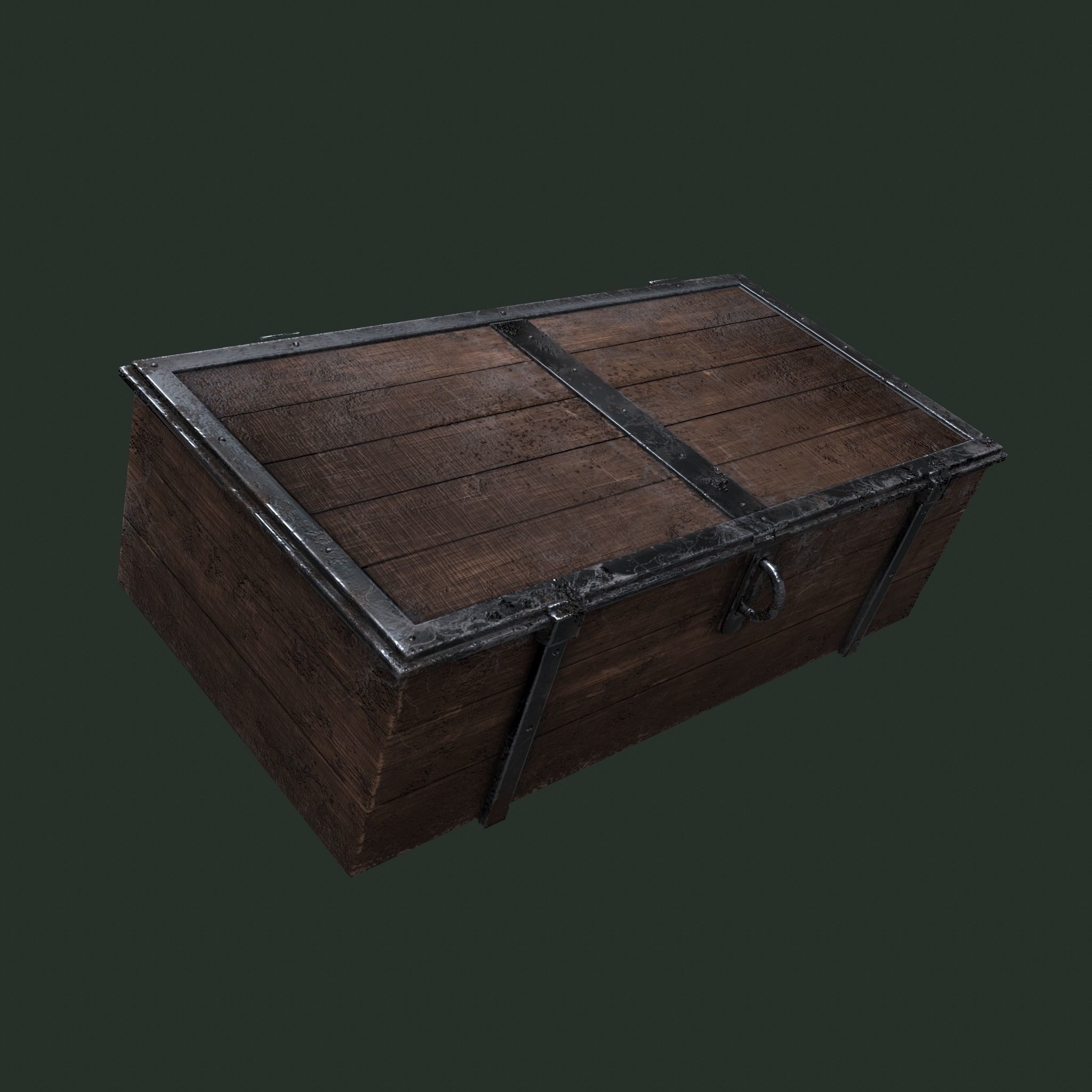  Old Wooden Chest Low-poly 3D model_12
