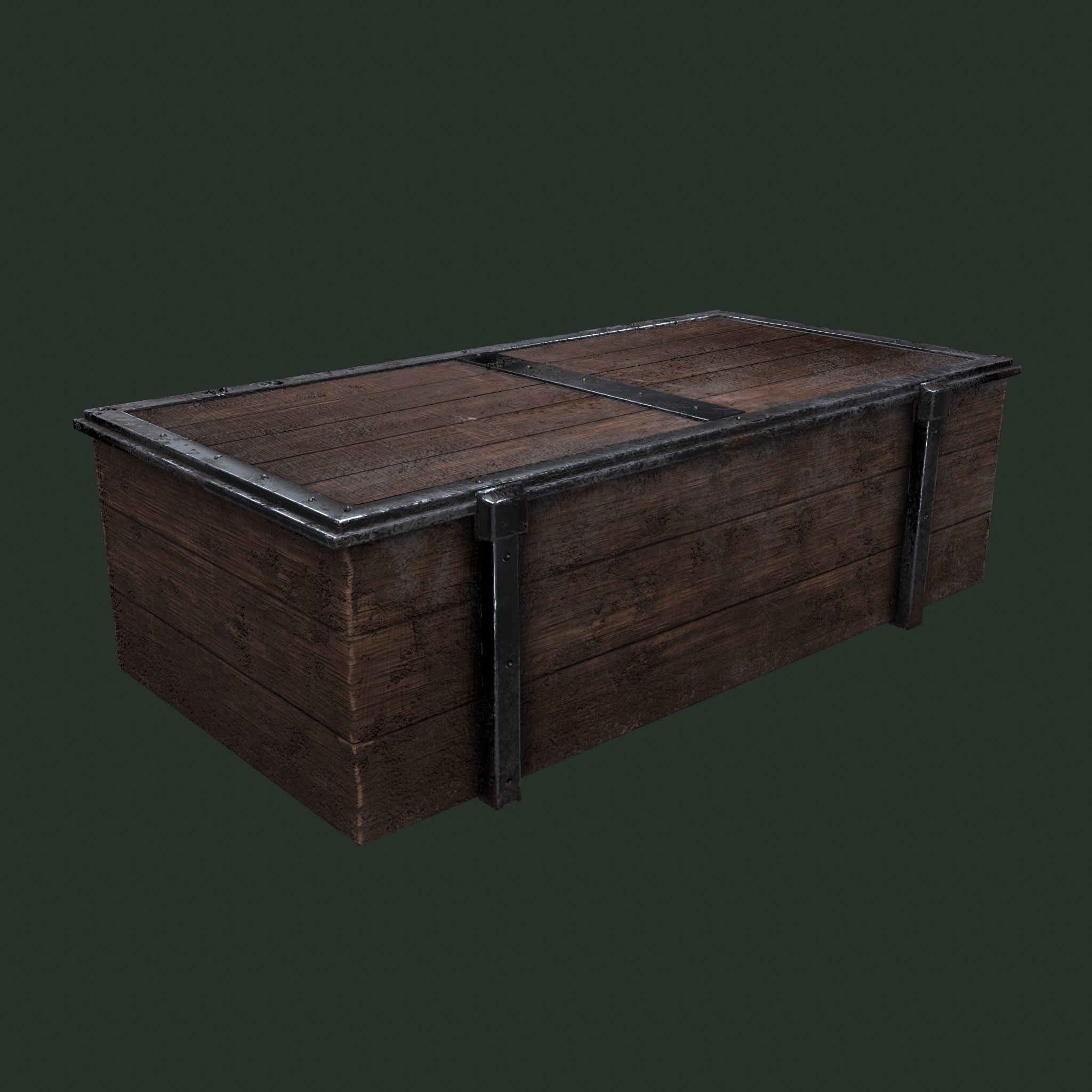  Old Wooden Chest Low-poly 3D model_4