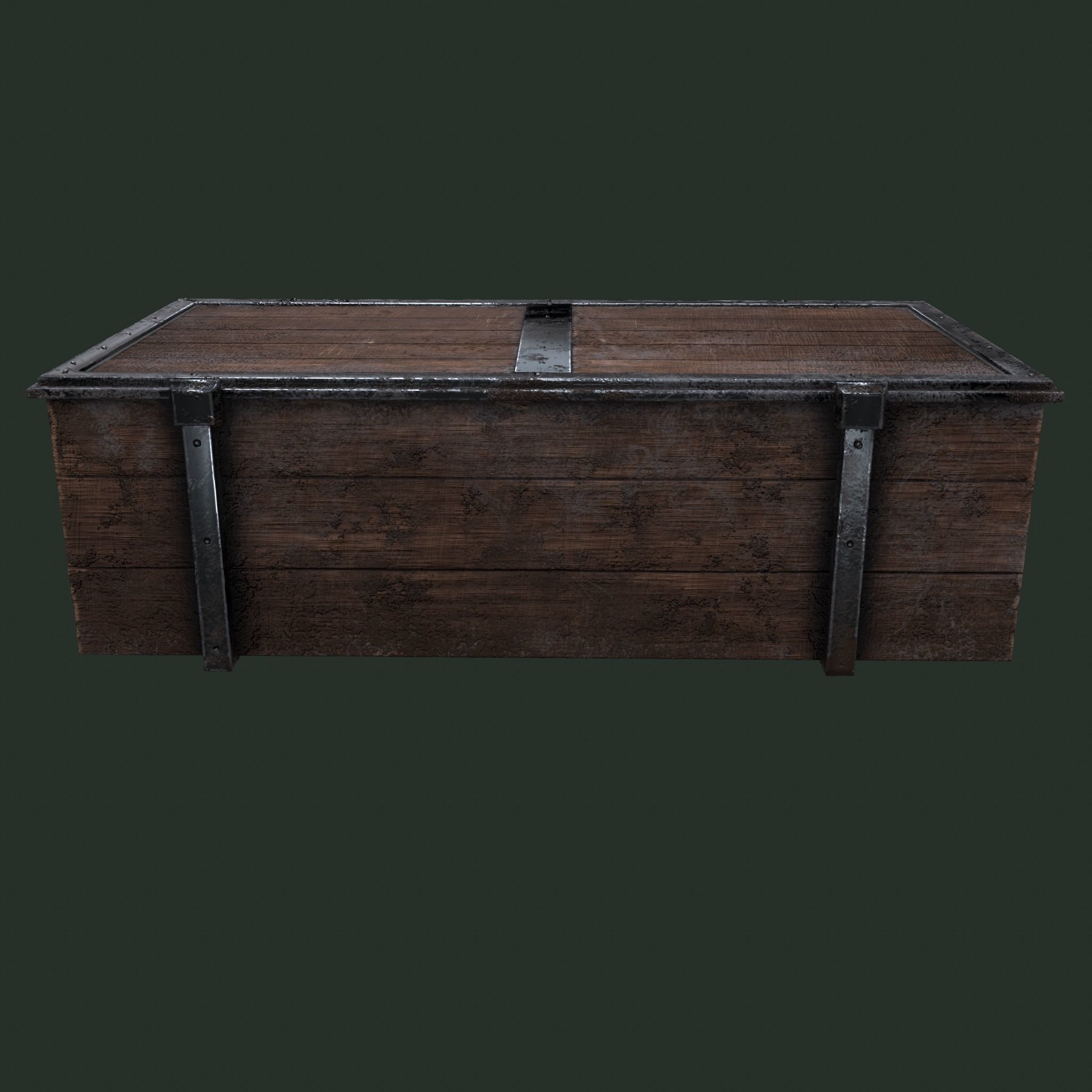  Old Wooden Chest Low-poly 3D model_9