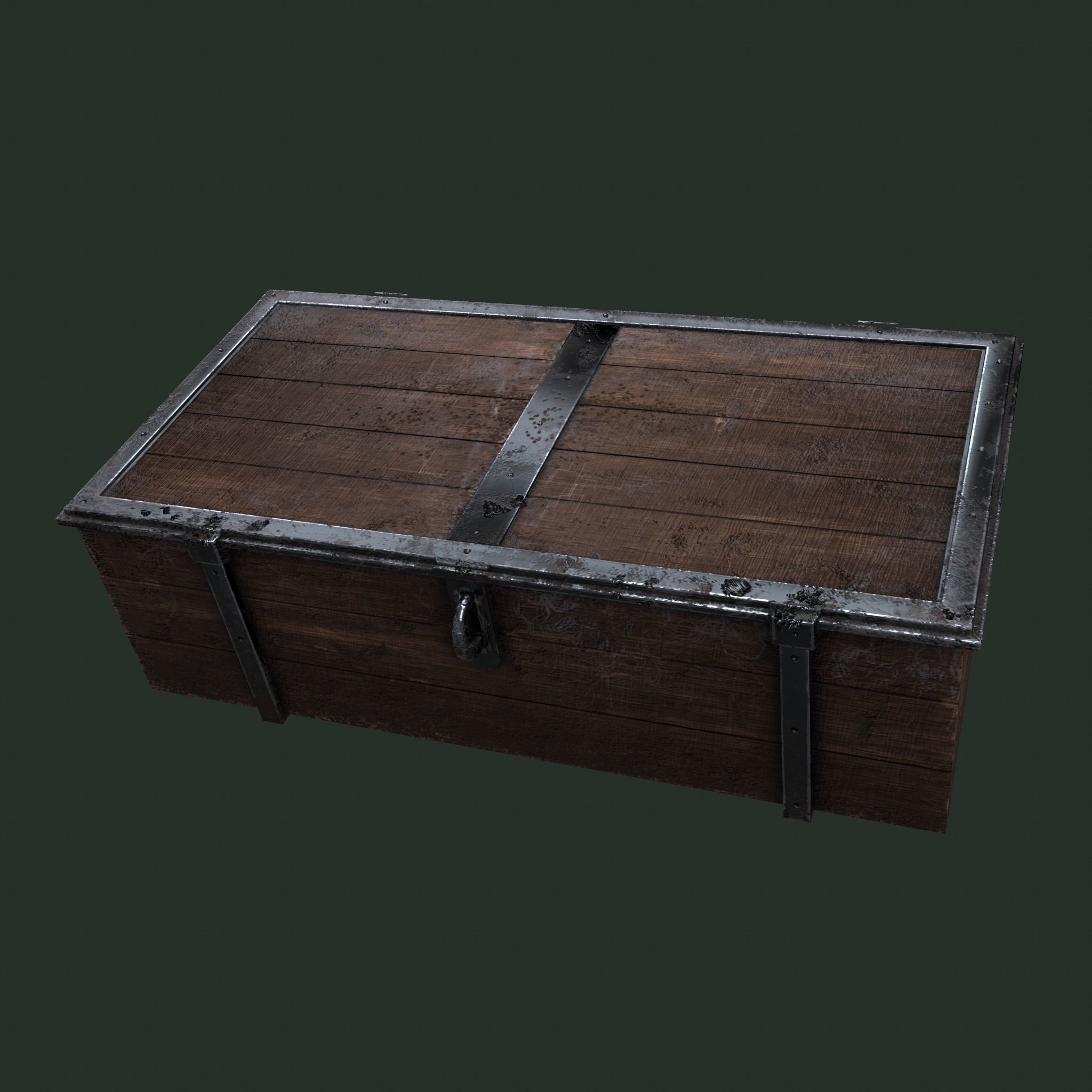  Old Wooden Chest Low-poly 3D model_11