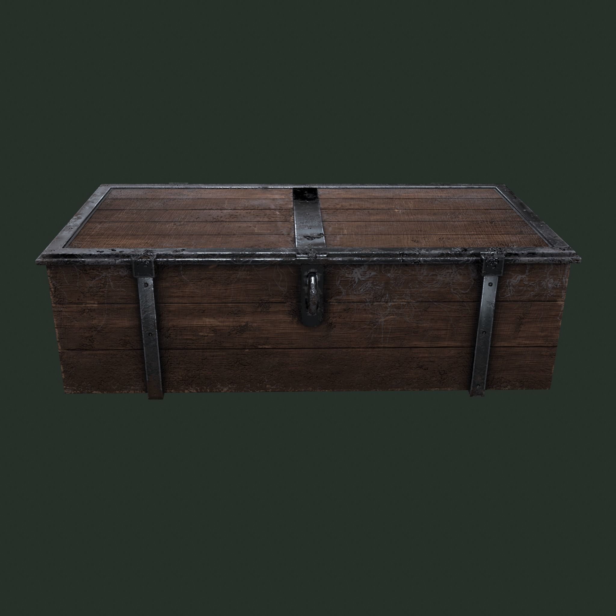  Old Wooden Chest Low-poly 3D model_3