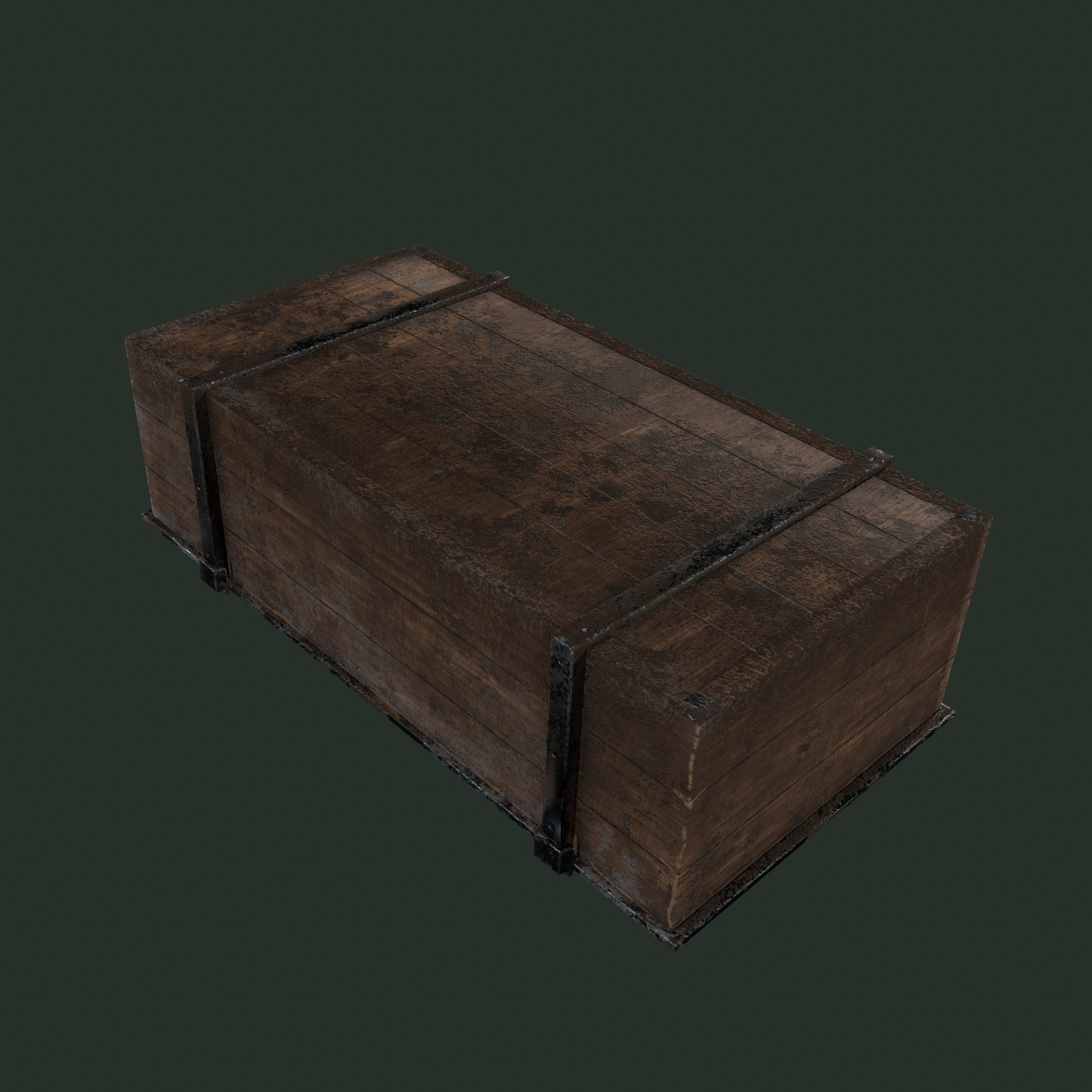  Old Wooden Chest Low-poly 3D model_7