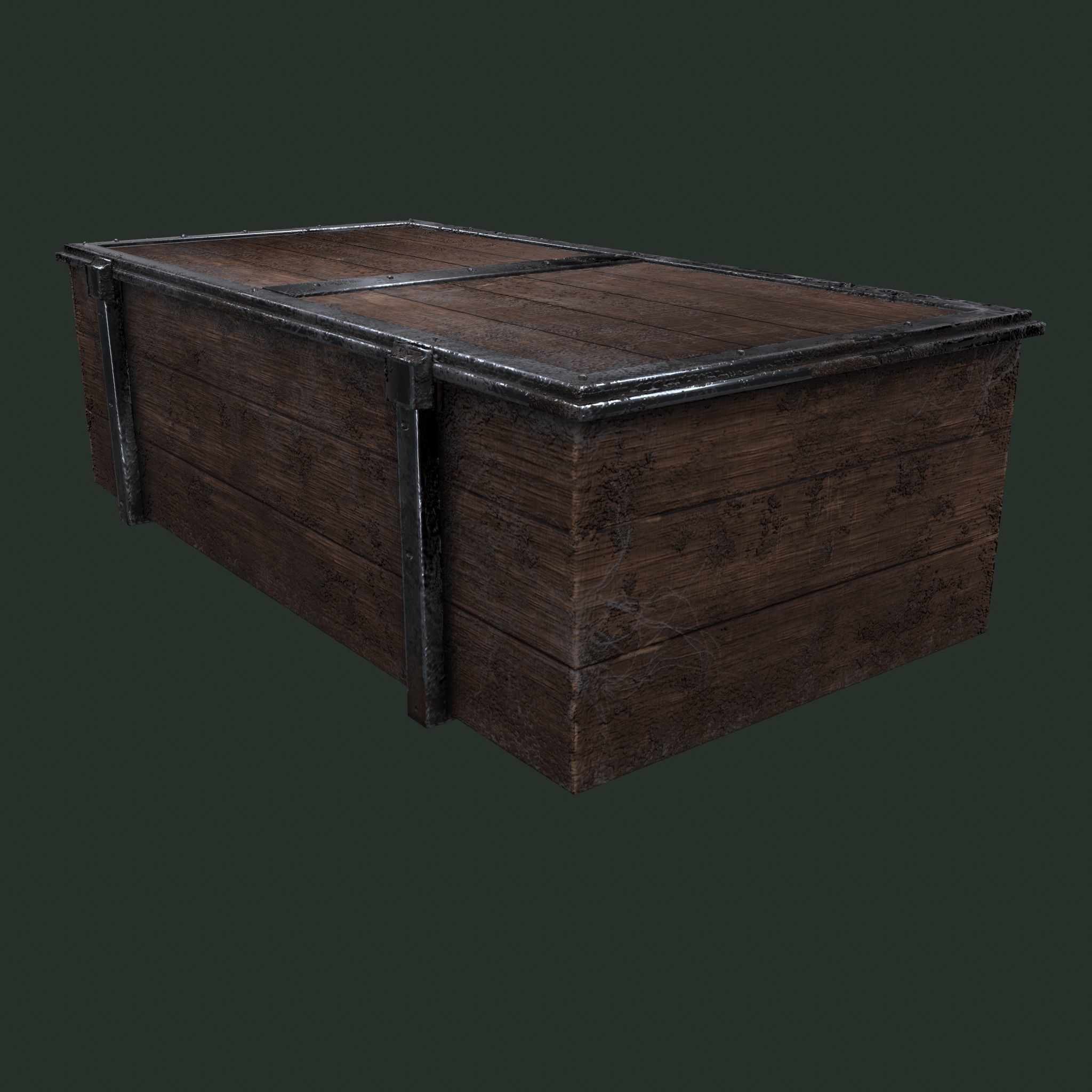  Old Wooden Chest Low-poly 3D model_8